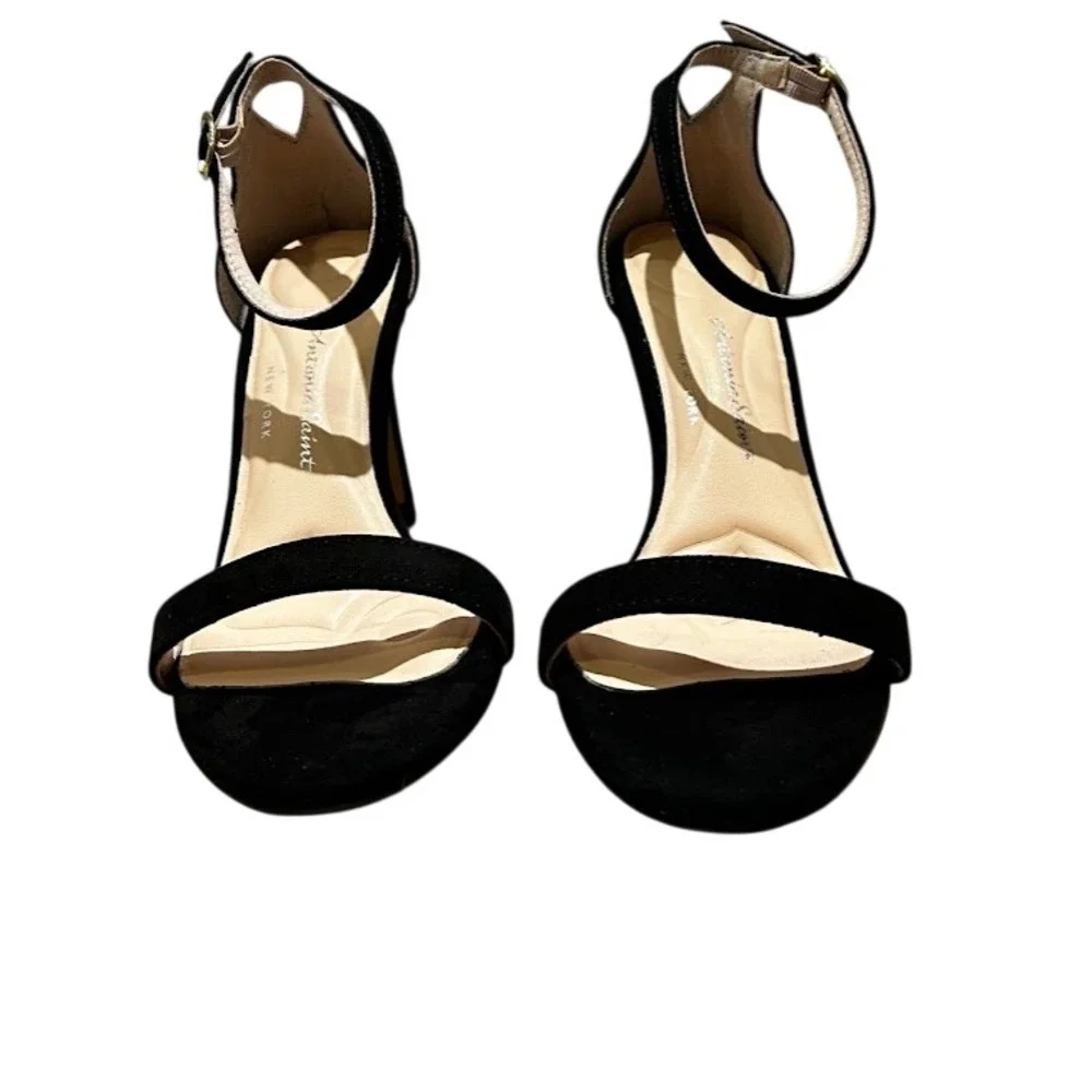 Antonia Saint‎ NY Tina Party Stiletto Black Ultra Suede, Size 8.5